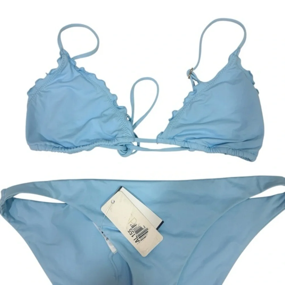 L*Space NWT Sky Blue Maggie Bikini Top + Camacho Bottom Classic Swimsuit‎ XL